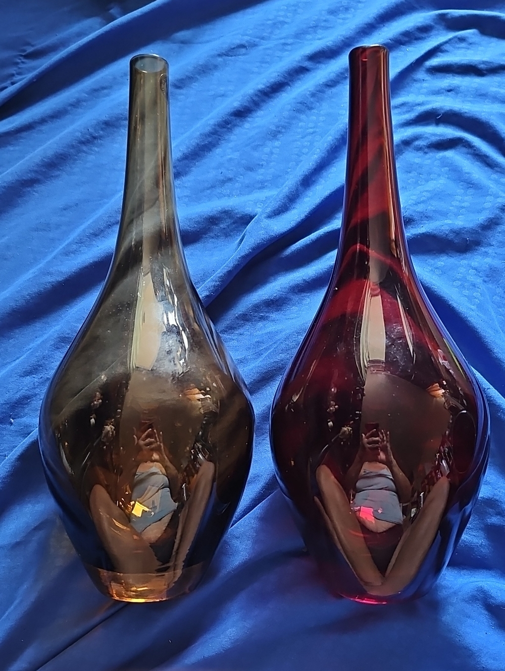 Vintage IKEA Salong Glass Vases by Johanna Jelinek - Set of 2 (Ruby Red & Smokey